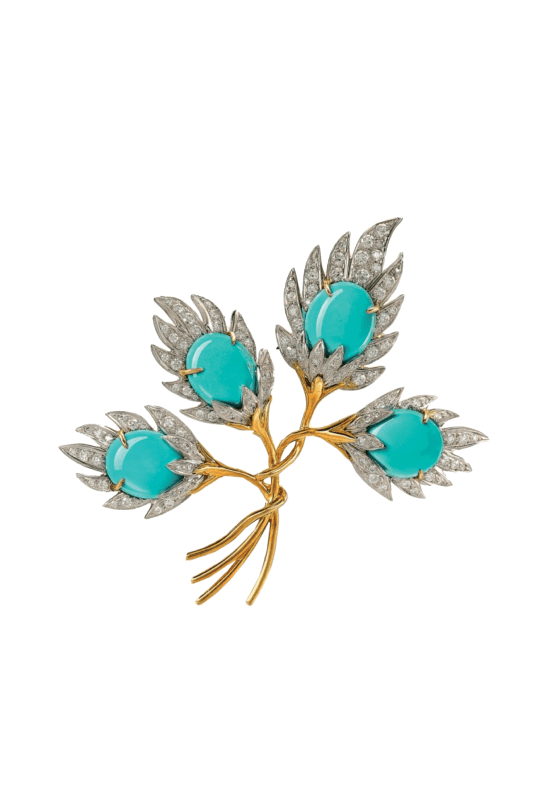 Turquoise and diamond brooch by Schlumberger for Tiffany & Co. (Photo: Sotheby’s)