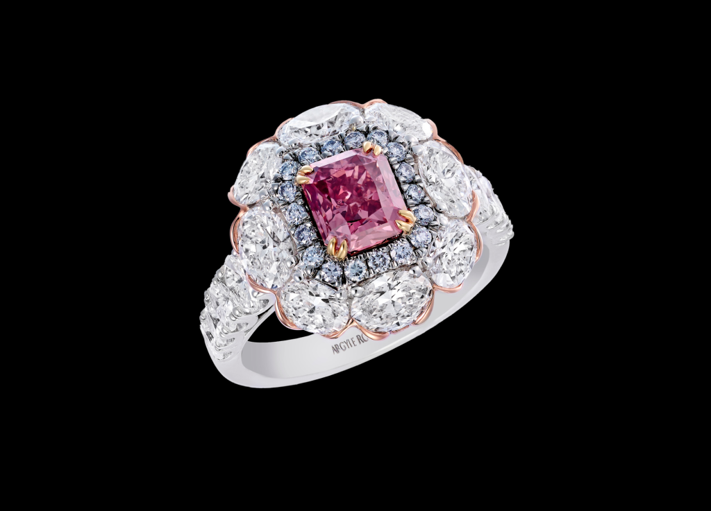 Rio Tinto Argyle Rose Ring 1.36-carat, radiant-shaped Argyle Pink Diamond™ of Fancy Deep Pink
